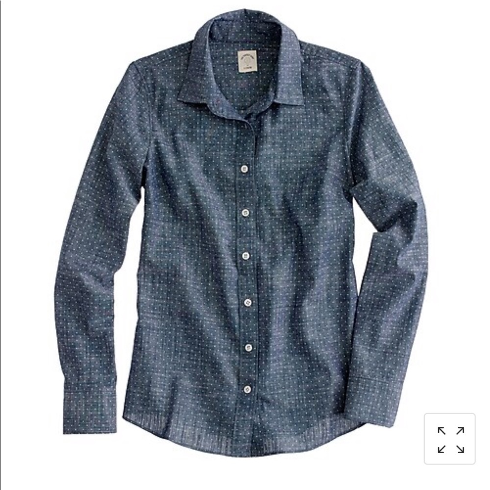 J. Crew Perfect Shirt in Chambray Polka Dot